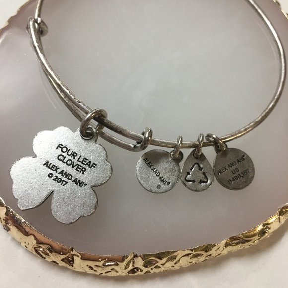 Alex and Ani Lucky Irish Four Leaf Clover Shamrock Bangle Charm Bracelet 2017 - Picture 3 of 3